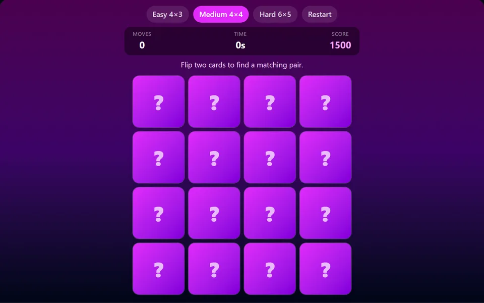 Memory Match gameplay